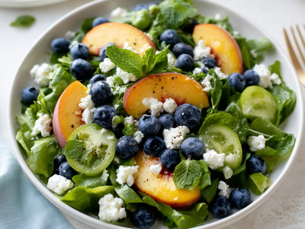 Crisp Blueberry Peach Feta Salad Recipe