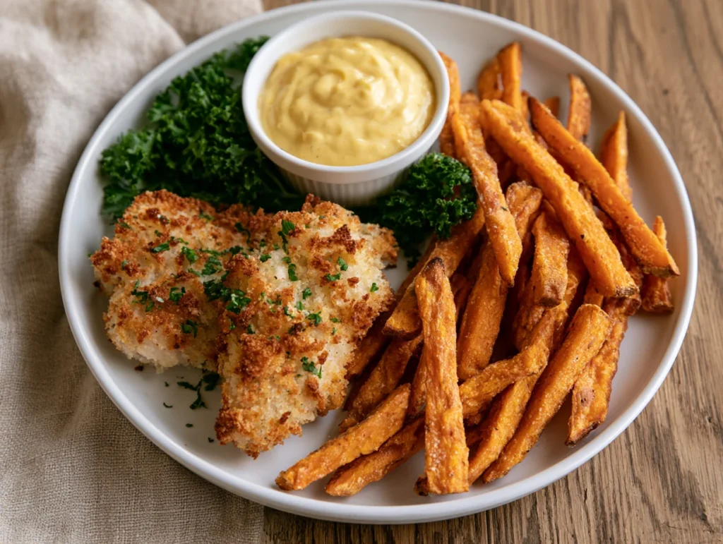 Crispy Chicken with Sweet Potato Fries Recipe