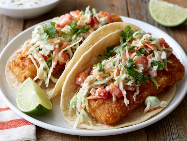 Crispy Fish Tacos with Cilantro Lime Slaw Recipe
