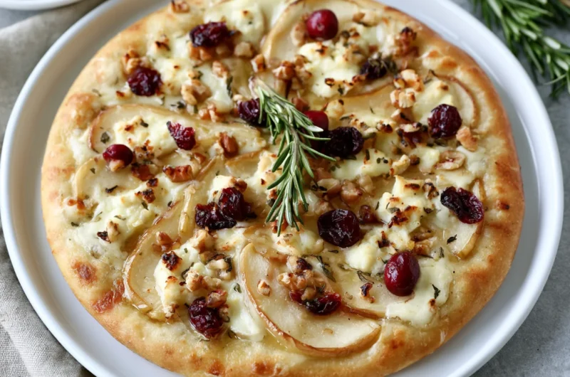 Elegant Pear Cranberry Brie Flatbread Recipe