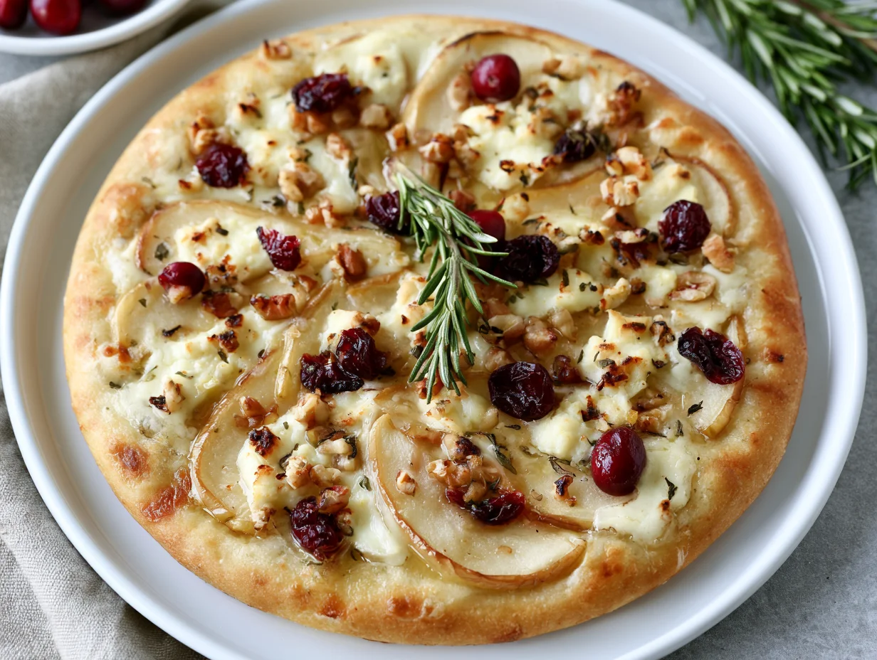 Elegant Pear Cranberry Brie Flatbread Recipe