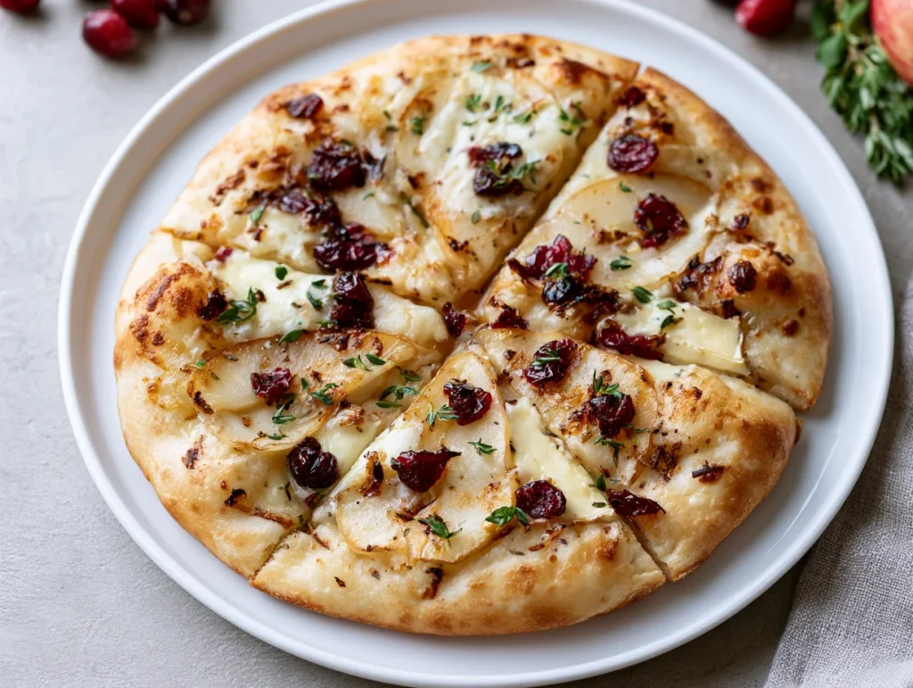 Elegant Pear Cranberry Brie Flatbread Recipe
