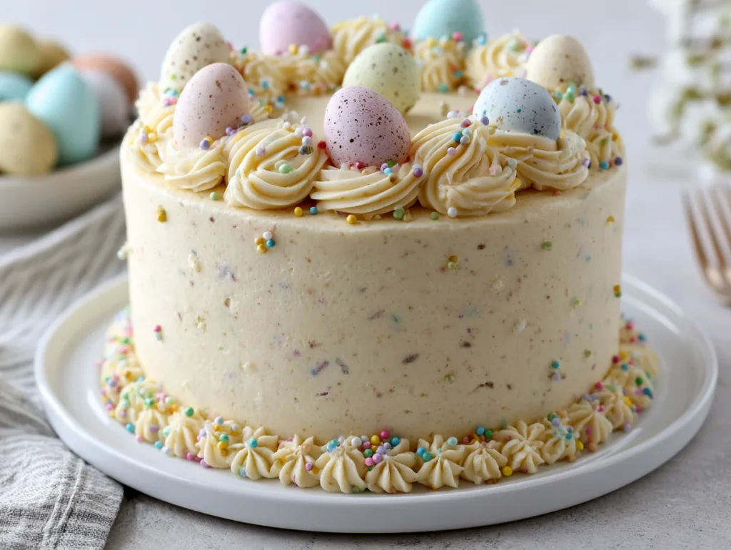 Festive Speckled Egg Buttercream Cake Recipe