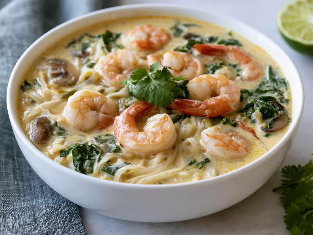 Flavorful Thai Shrimp Coconut Noodle Soup Recipe