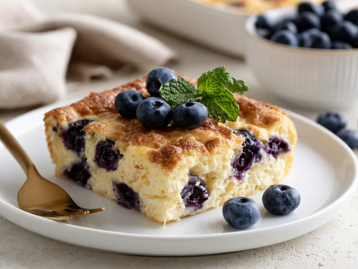 Fluffy Blueberry Cottage Cheese Breakfast Bake Recipe