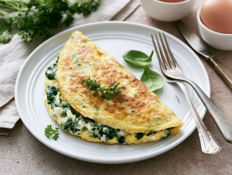 Fluffy Spinach Cheese Omelette Recipe