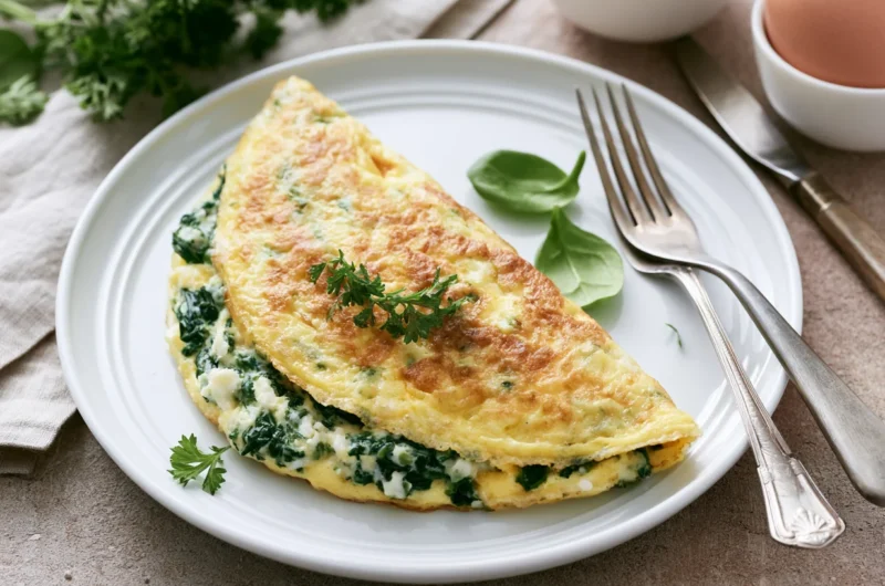 Fluffy Spinach Cheese Omelette Recipe