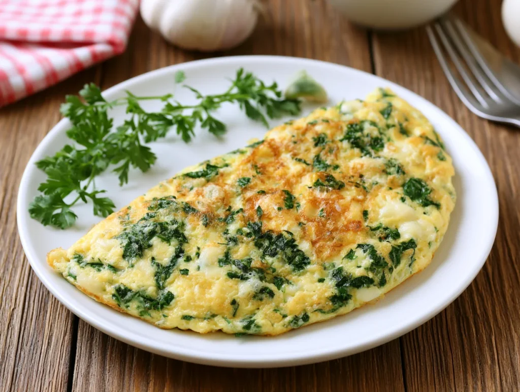 Fluffy Spinach Cheese Omelette Recipe