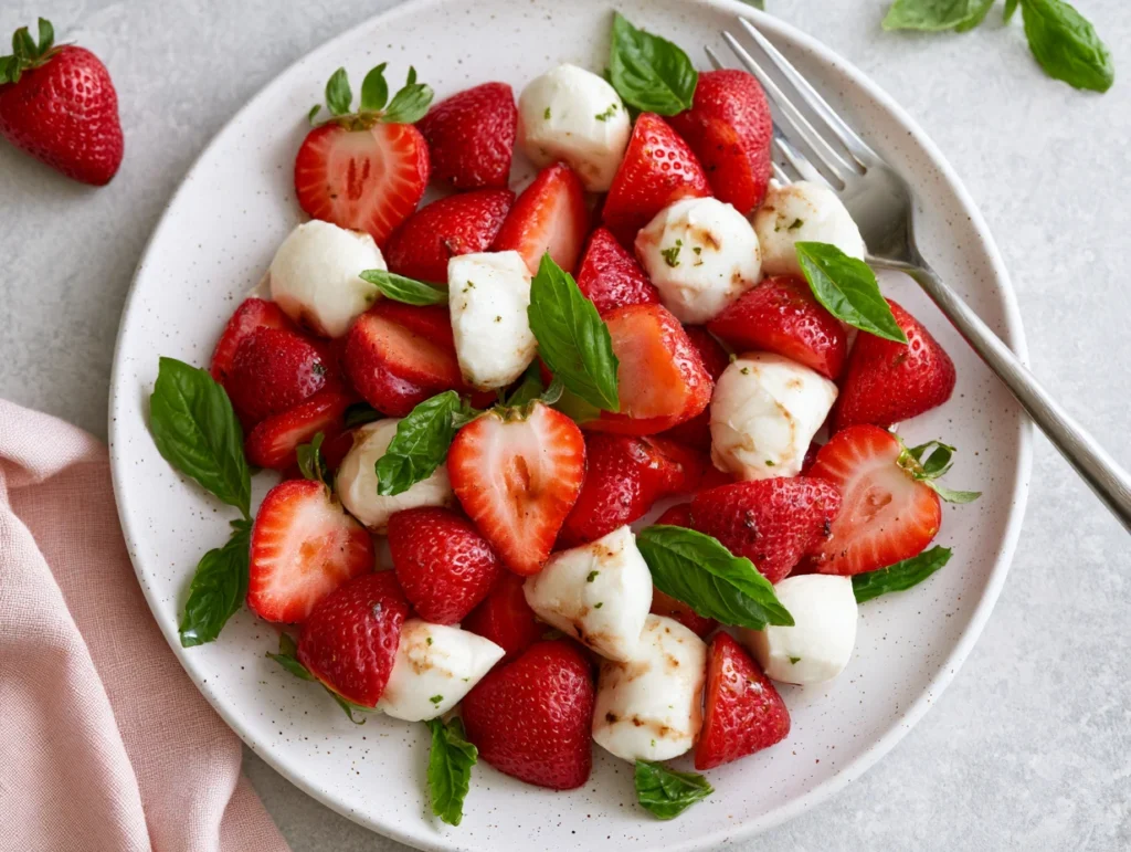 Fresh Strawberry Balsamic Caprese Salad Recipe