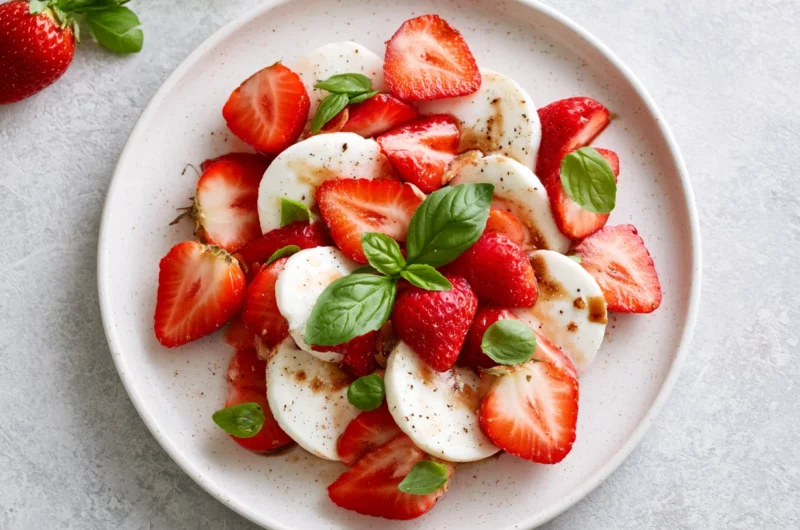 Fresh Strawberry Balsamic Caprese Salad Recipe