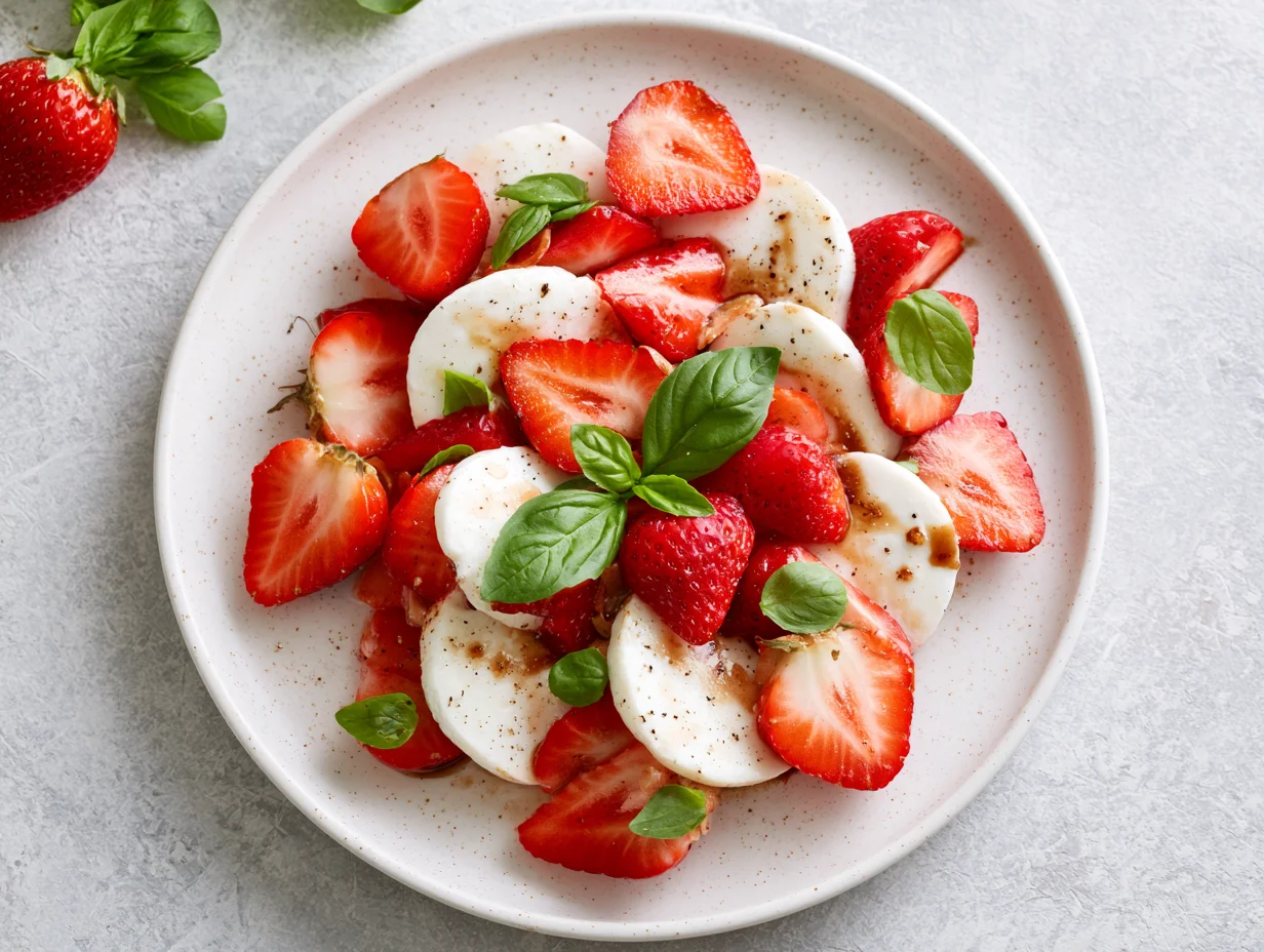 Fresh Strawberry Balsamic Caprese Salad Recipe