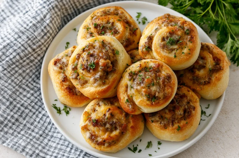 Garlic Butter Bacon Cheeseburger Rollups Recipe