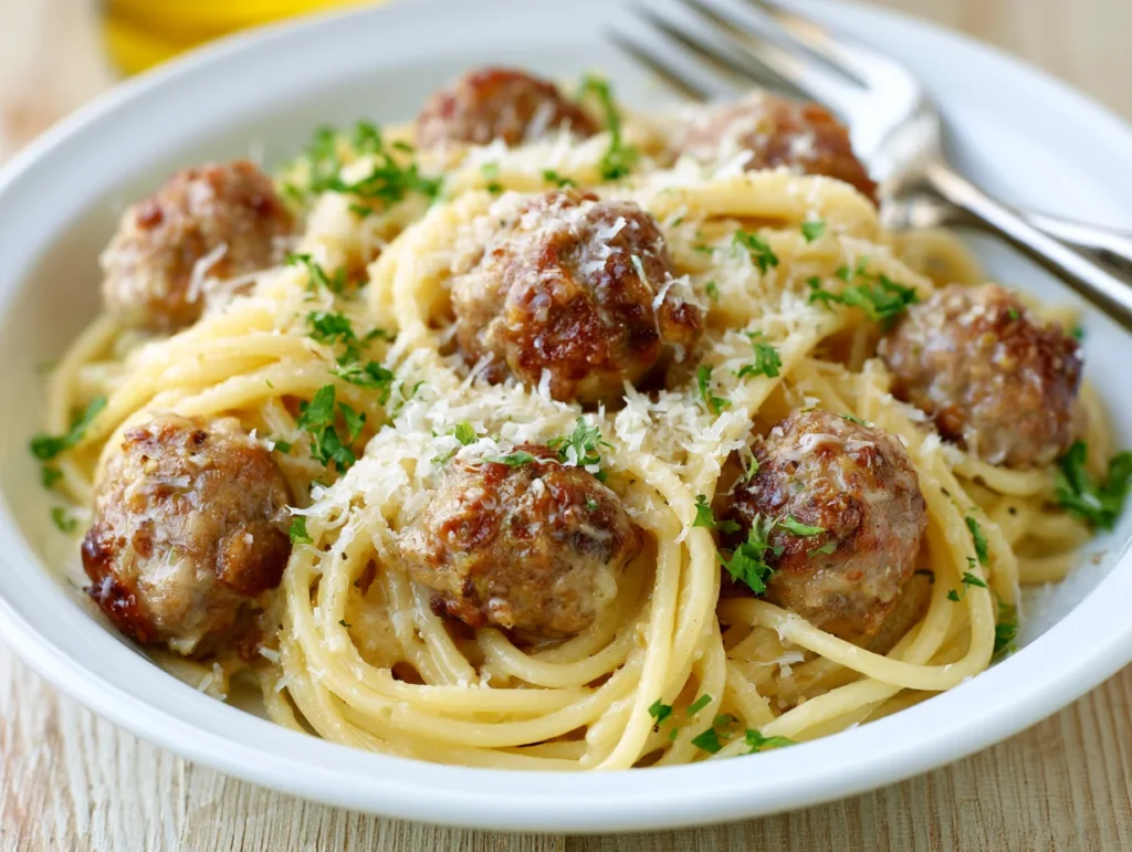 Garlic Butter Sausage Bites Parmesan Pasta Recipe