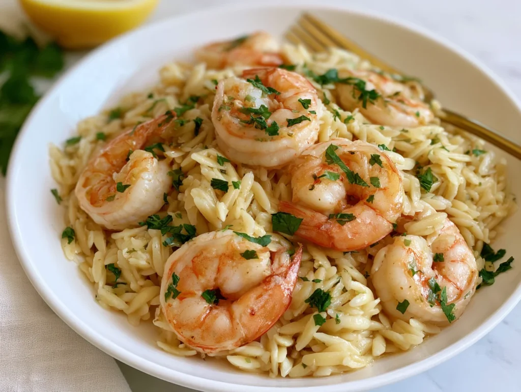 Garlicky Lemon Garlic Shrimp Orzo Recipe