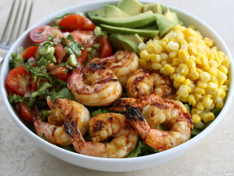 Grilled Shrimp Bowl with Avocado Corn Salsa Recipe