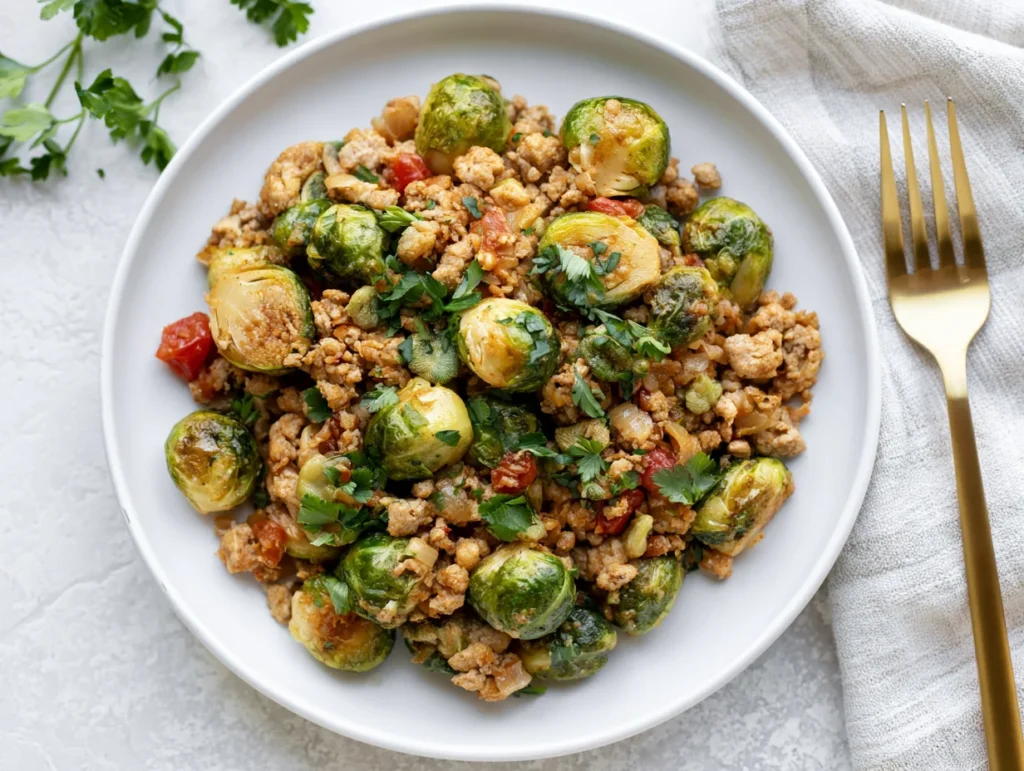 Healthy Brussels Sprouts Ground Turkey Skillet Recipe