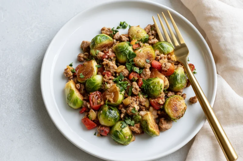 Healthy Brussels Sprouts Ground Turkey Skillet Recipe
