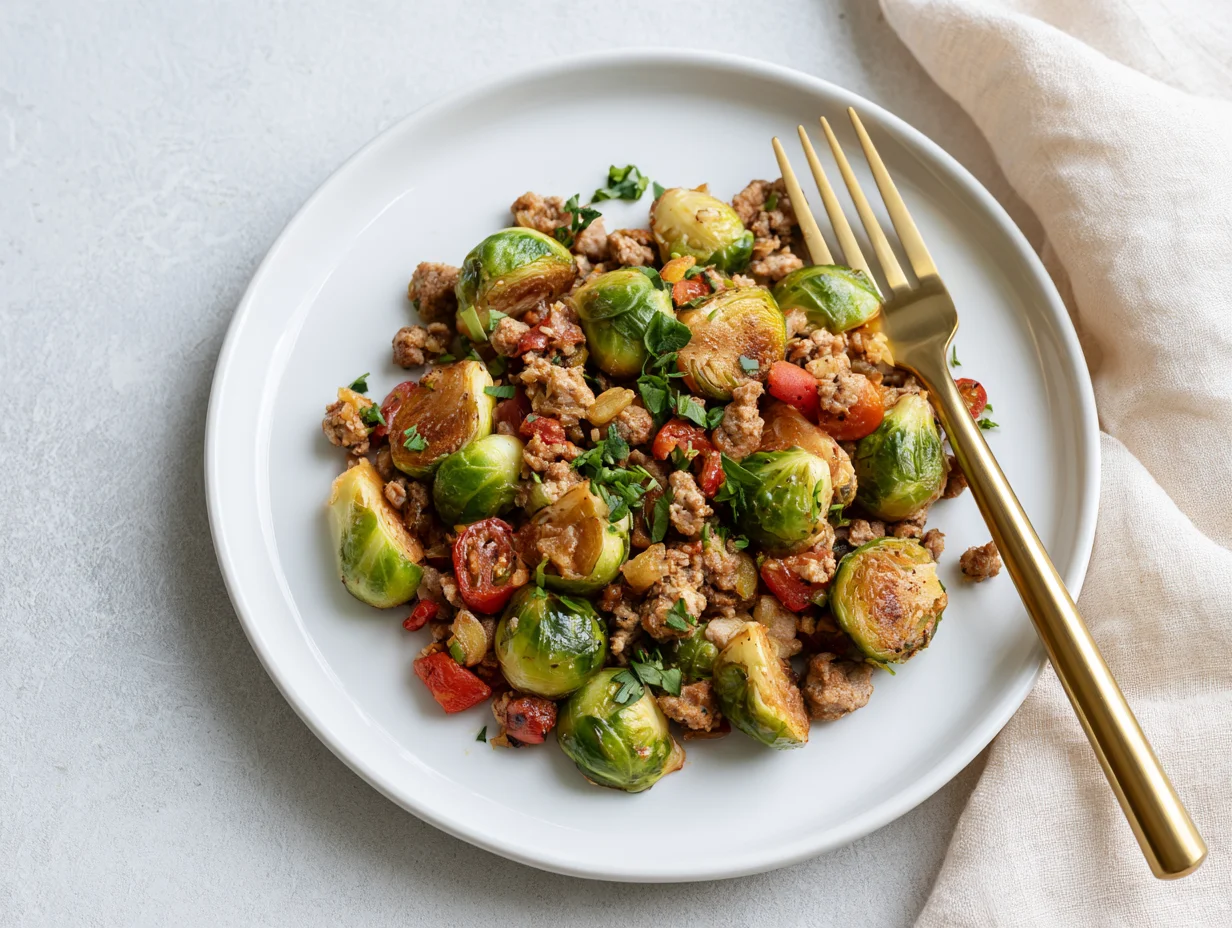 Healthy Brussels Sprouts Ground Turkey Skillet Recipe