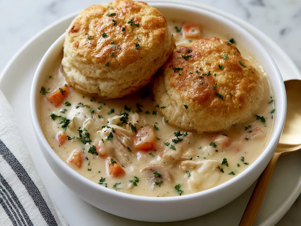 Homemade Chicken Pot Pie with Biscuits Recipe