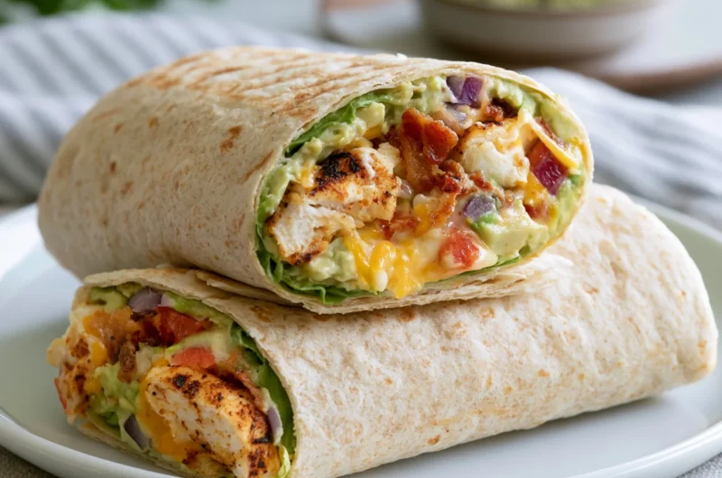 Loaded Cheesy Chicken Avocado Wrap Recipe
