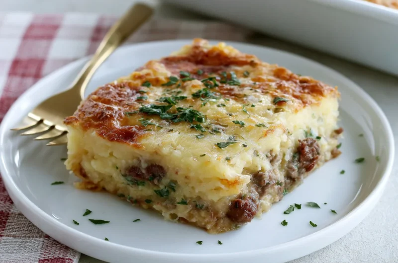 Loaded Garlic Butter Steak Mashed Potato Bake Recipe