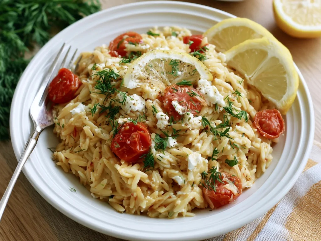 Mediterranean Greek Lemon Orzo with Feta Recipe