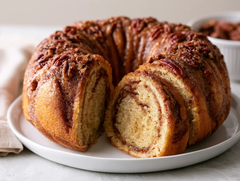 Pecan Caramel Cinnamon Roll Pound Cake Recipe