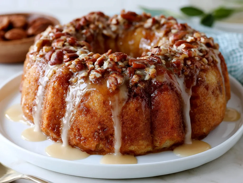 Pecan Caramel Cinnamon Roll Pound Cake Recipe
