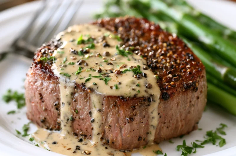 Peppercorn Crusted Steak with Cream Sauce Recipe