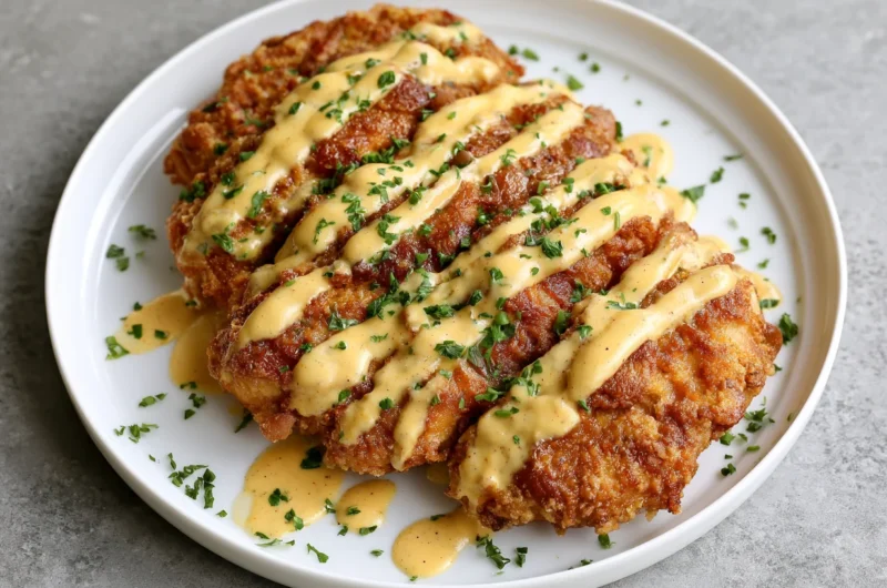 Pretzel Chicken with Mustard Cheddar Sauce Recipe