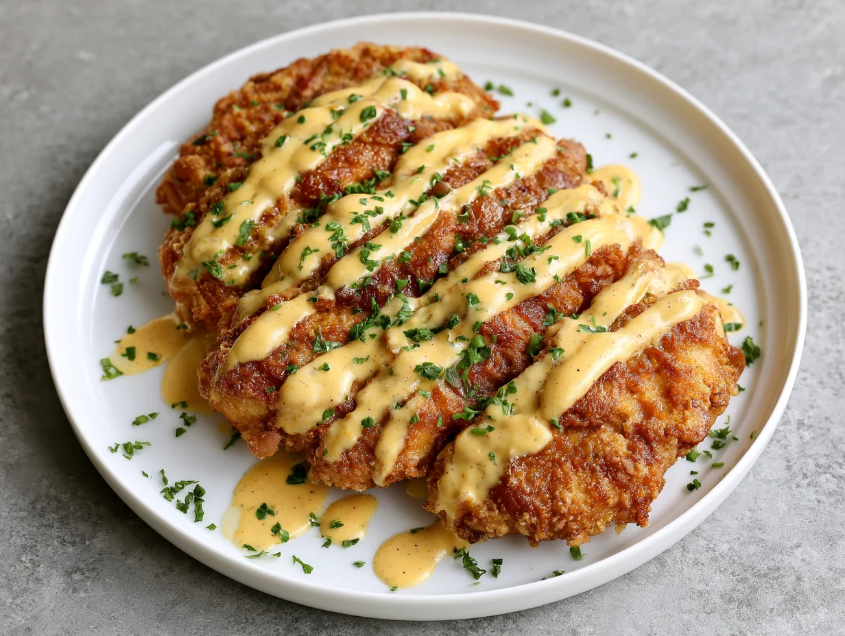 Pretzel Chicken with Mustard Cheddar Sauce Recipe