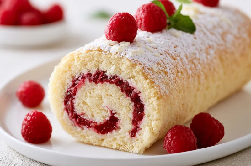 Raspberry White Chocolate Cake Roll Recipe