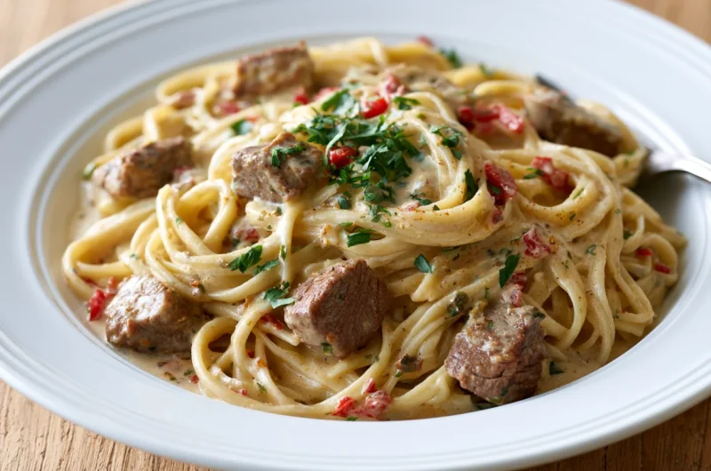 Restaurant-Style Cajun Steak Alfredo Pasta Recipe