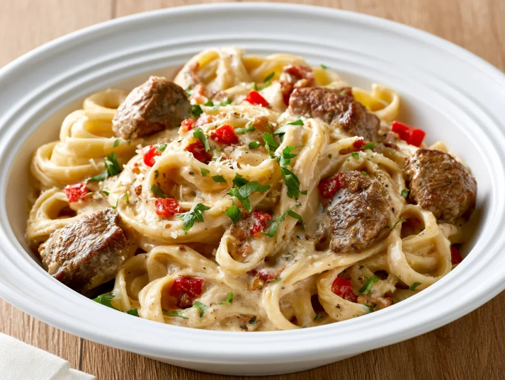 Restaurant-Style Cajun Steak Alfredo Pasta Recipe