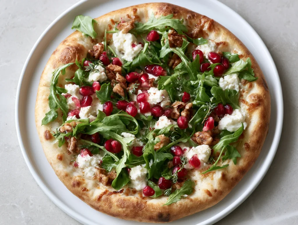 Rustic Winter Greens Pomegranate Pizza Recipe