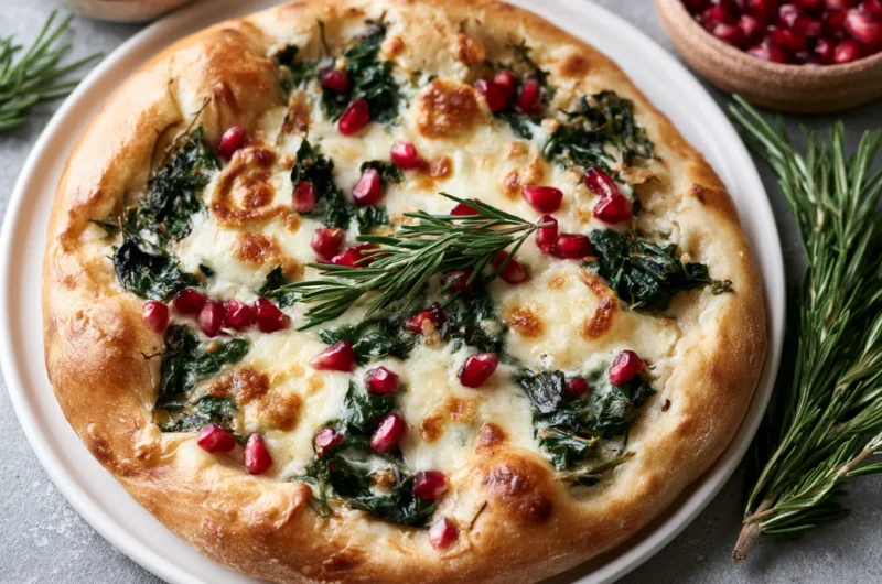 Rustic Winter Greens Pomegranate Pizza Recipe
