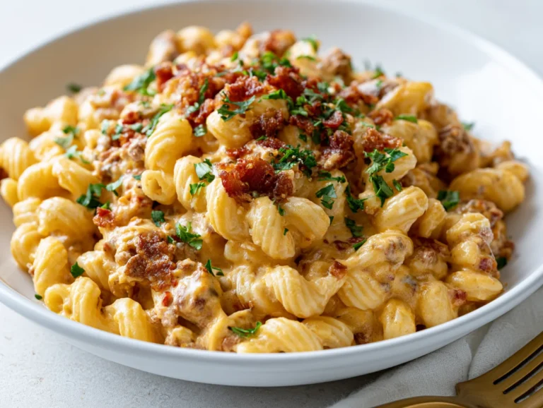 Savory Bacon Cheeseburger Alfredo Pasta Recipe