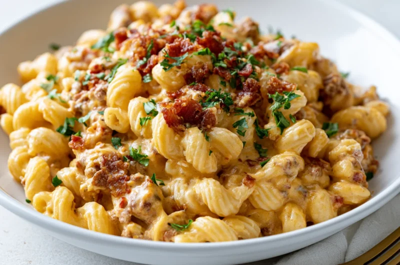 Savory Bacon Cheeseburger Alfredo Pasta Recipe