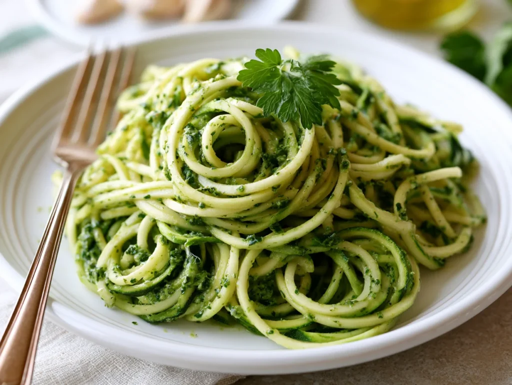 Simple Zucchini Noodles with Pesto Recipe