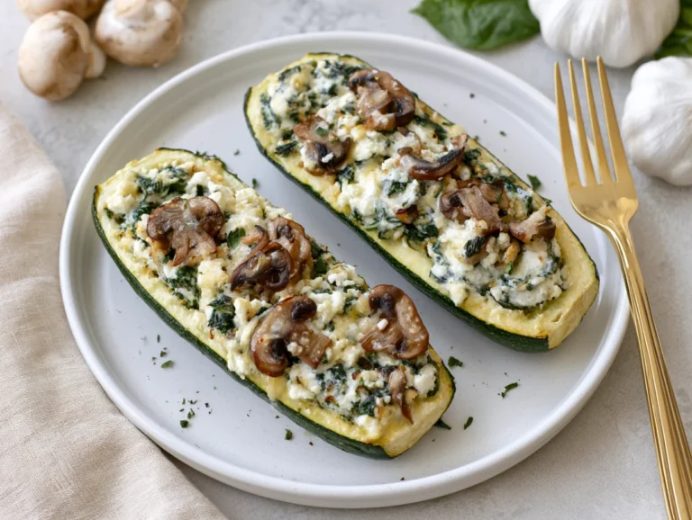 Spinach Mushroom Ricotta Stuffed Zucchini Boats Recipe
