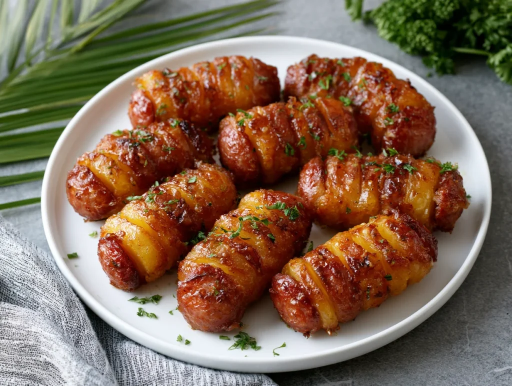 Sweet Pineapple Hasselback Kielbasa Bites Recipe