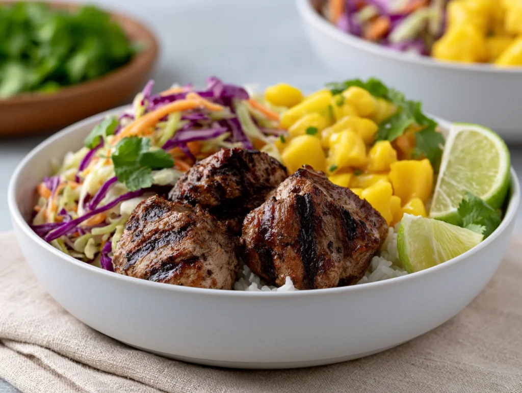Tropical Jerk Chicken Mango Slaw Bowls Recipe