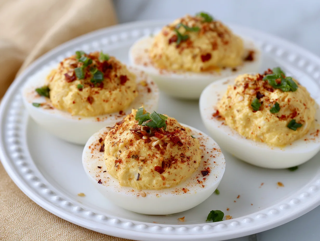 Zesty Chili Garlic Deviled Eggs Recipe
